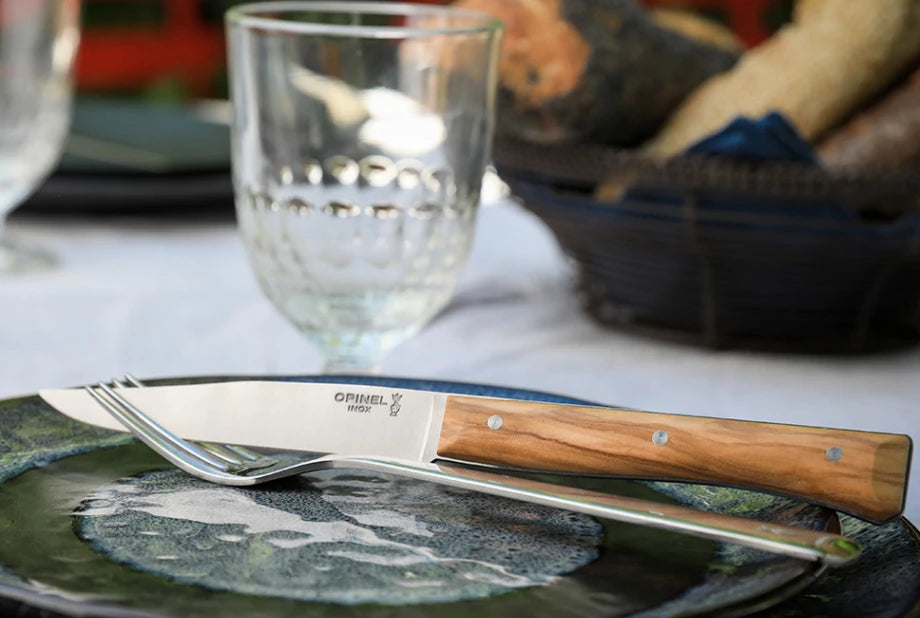 Opinel Set of 4 Facette Olive Wood table knives