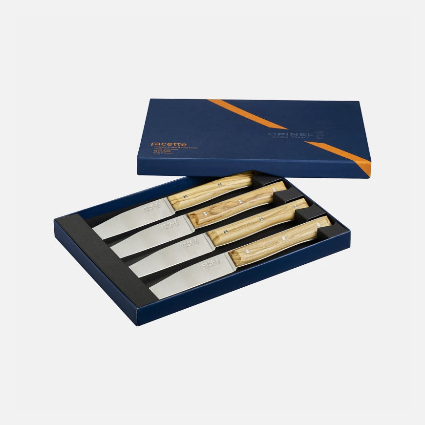 Opinel Set of 4 Facette Olive Wood table knives
