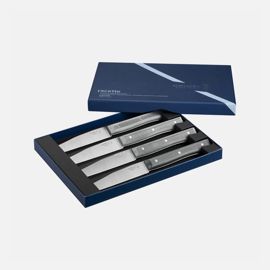 Opinel Set of 4 Facette Slate Micro Serrated table knives